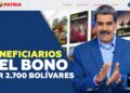 beneficiario Bono 2.700 bolívares