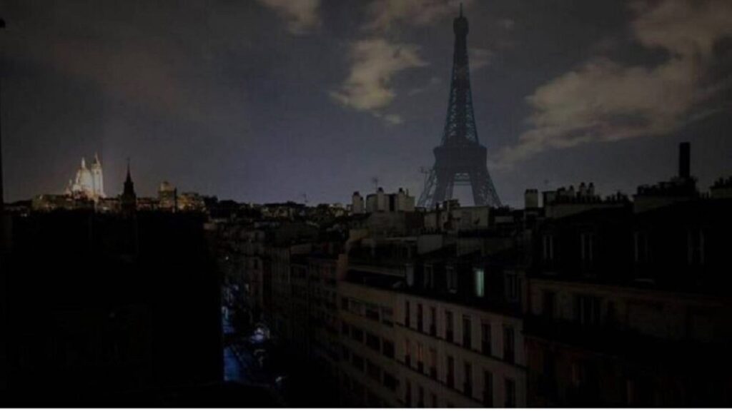 Paris Francia Apagón Electricidad Suministro Eléctrico Torre Eiffel