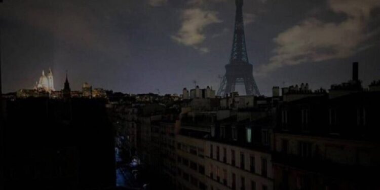 Paris Francia Apagón Electricidad Suministro Eléctrico Torre Eiffel